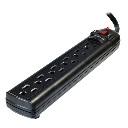 Weltron 6-Outlet Surge Protector Power Strip 10F WSP-600PLF-10BK